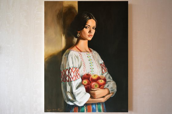 A portrait with apples