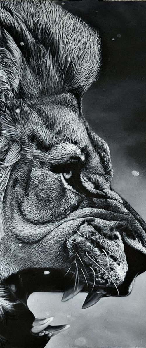 "LION " - commission artwork for Greg (100 x 100 cm) by Elena Adele Dmitrenko