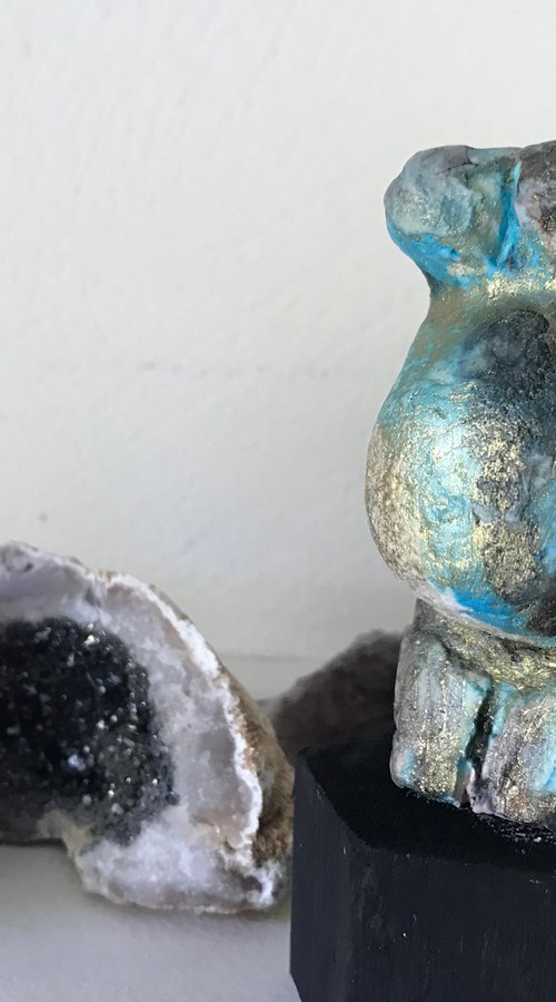 Nude Sculpture... Earth Mother In Turquoise And Gold by Maxine Anne  Martin