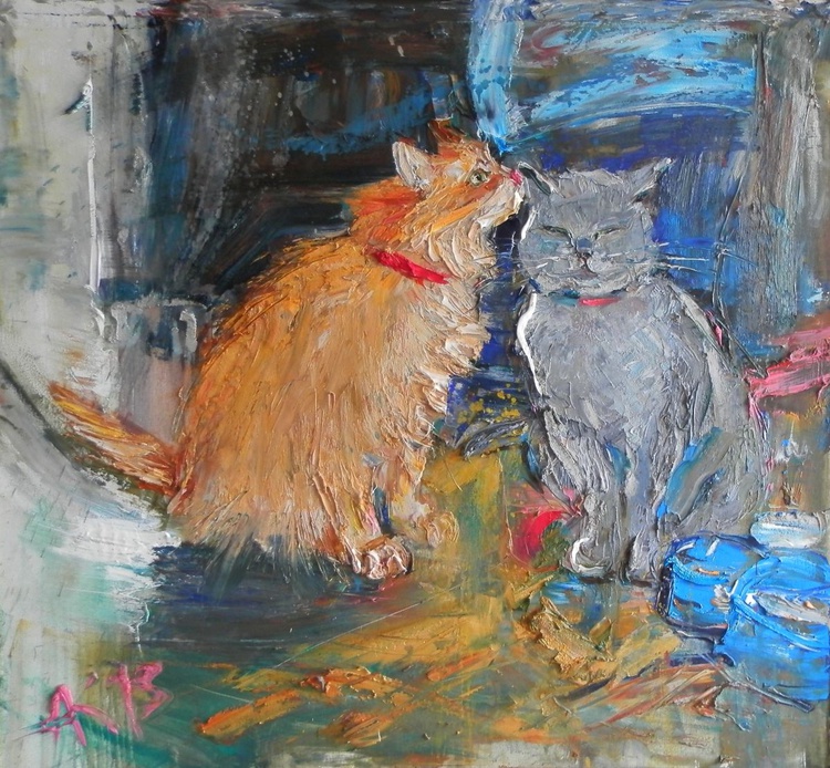 Cats Oil Painting By Anastasiya Kachina Artfinder