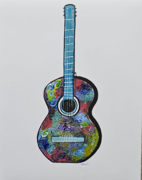 Rock On Guitar I Musical series of paintings by Manjiri Kanvinde
