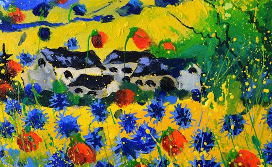 Poppies and blue cornflowers