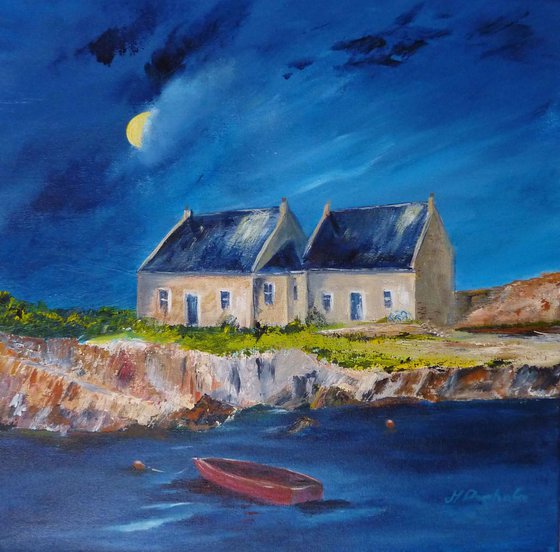 Evening at Pier Cottages, Cove - A Scottish Seascape