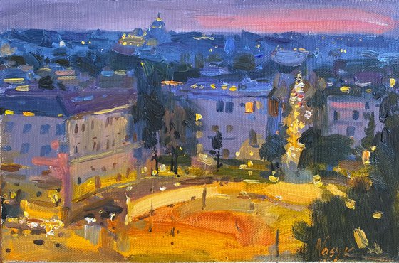 Evening panorama of Rome. Piazza del Popolo, Italy