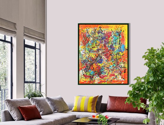 CELEBRATING COLOURS,  J. POLLOCK MODE, XL,  framed