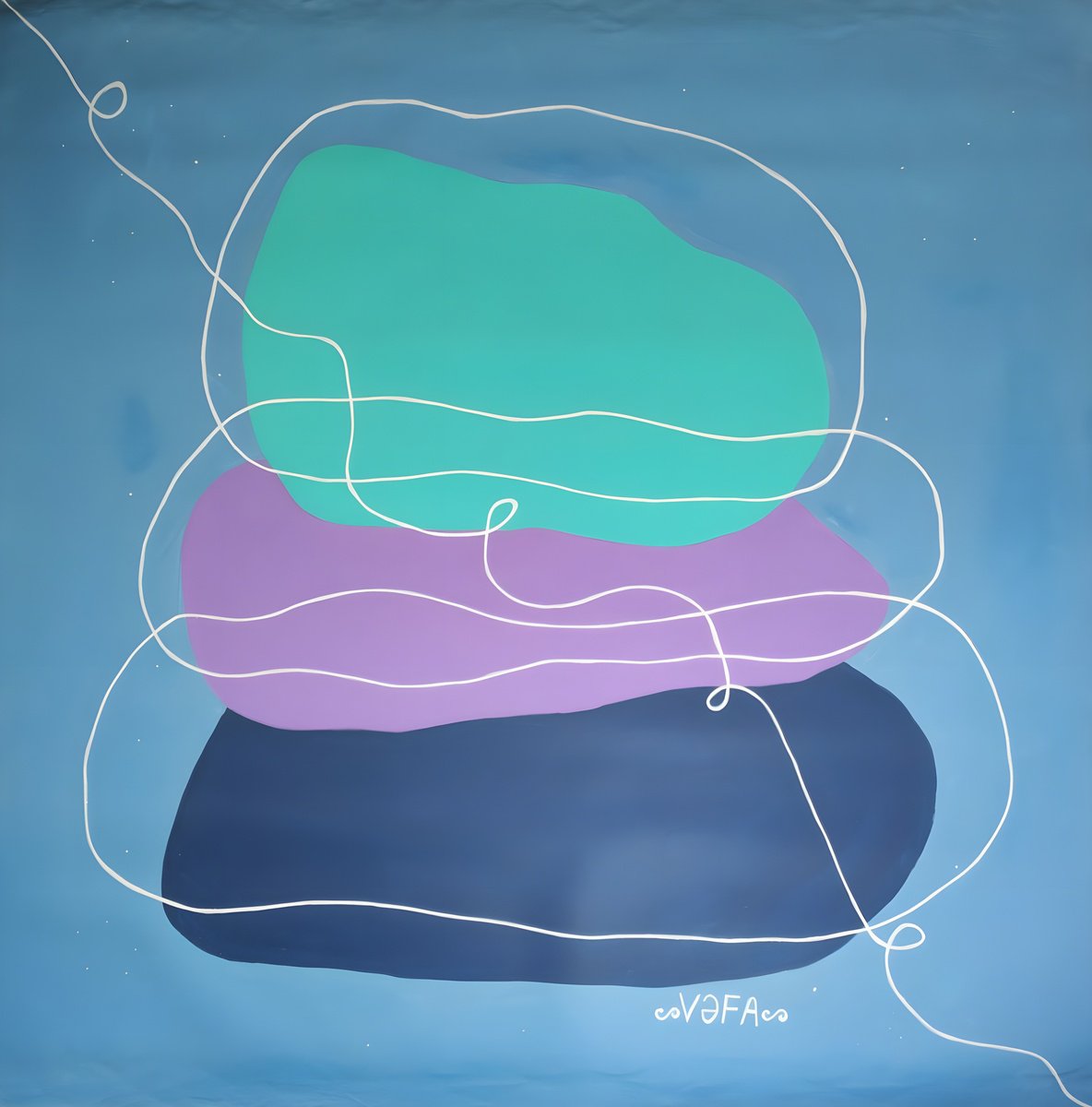 Surrealistic Landscape Acrylic Painting By Vafa Majidli, 42 X 42", Zen Minimalism. Meditation, Original Artwork