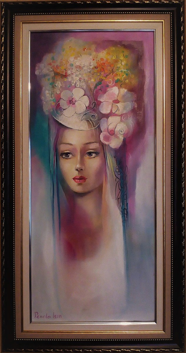 Expressive Portrait Oil Painting By Reneta Isin, 18 X 33", Veronica X, Original Artwork