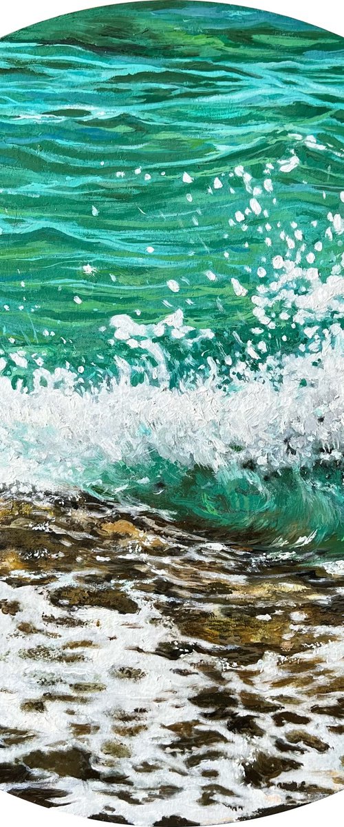 SEASHORE 2 - Original oil painting; Seascape; Splash; Summer; Oil painting; waves; Sea; Ocean; by Daria Dudochnykova