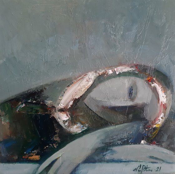Sleeping (35x35cm ,oil/canvas, abstract portrait)