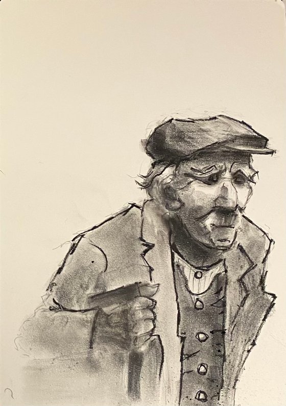 Portrait of a retired Welsh miner- an homage to Kyffin Williams