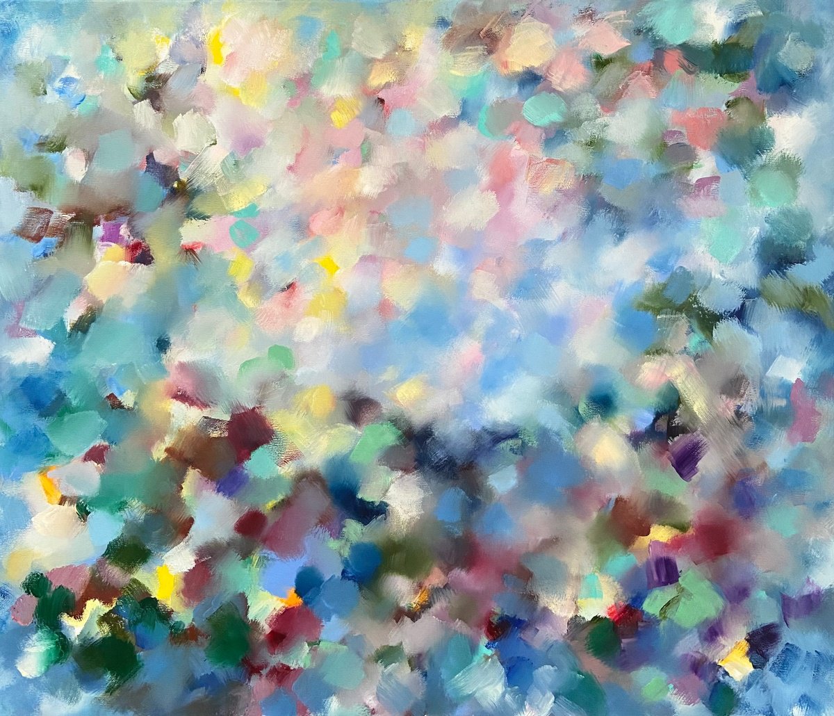 Abstract Landscape Oil Painting By Junija (Yuna) Galejeva, 28 X 24", Spring Is Coming, Original Artwork