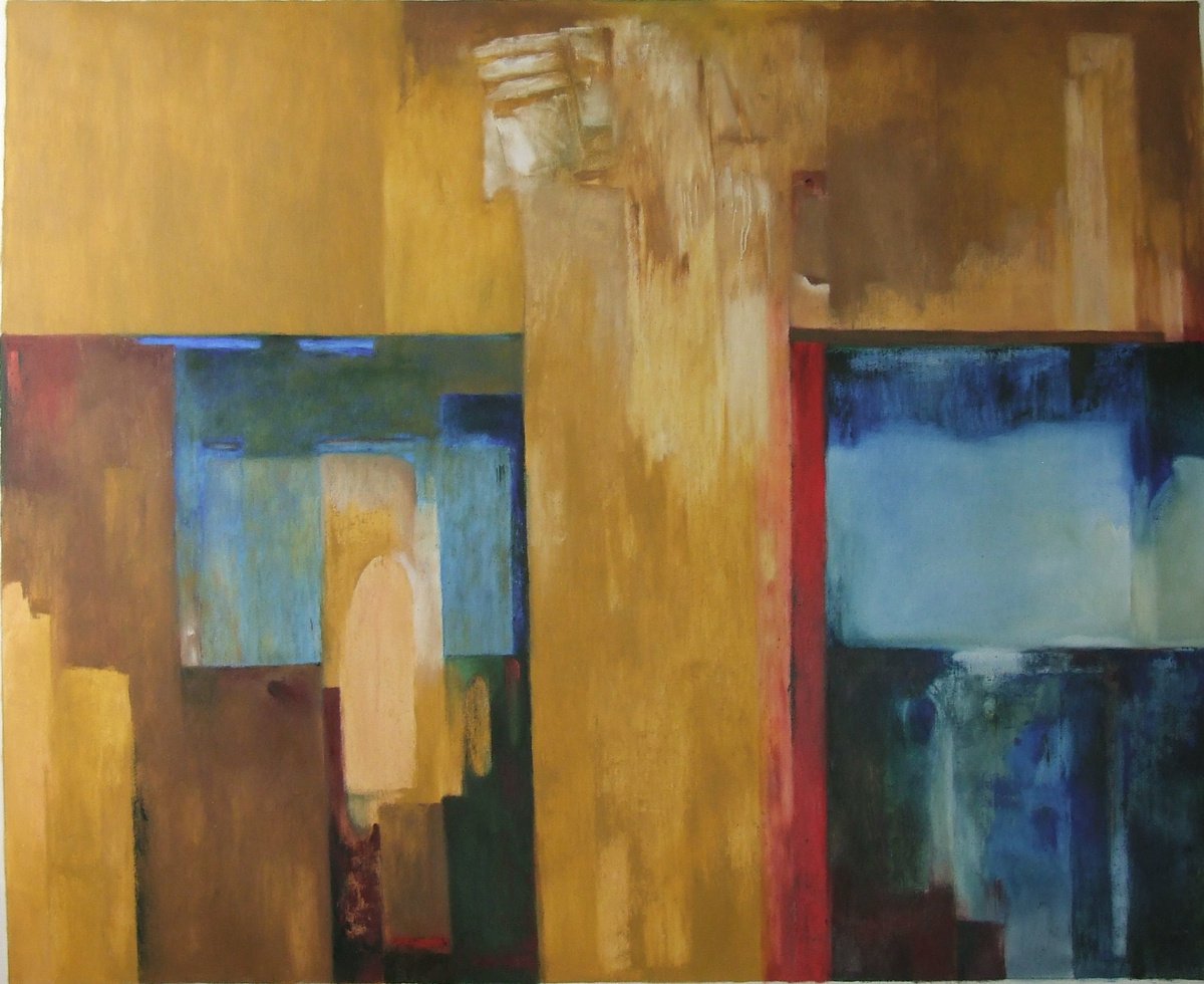 Expressive Abstract Oil Painting By Csaba Csendes, 44 X 36, Sacrality, Original Artwork