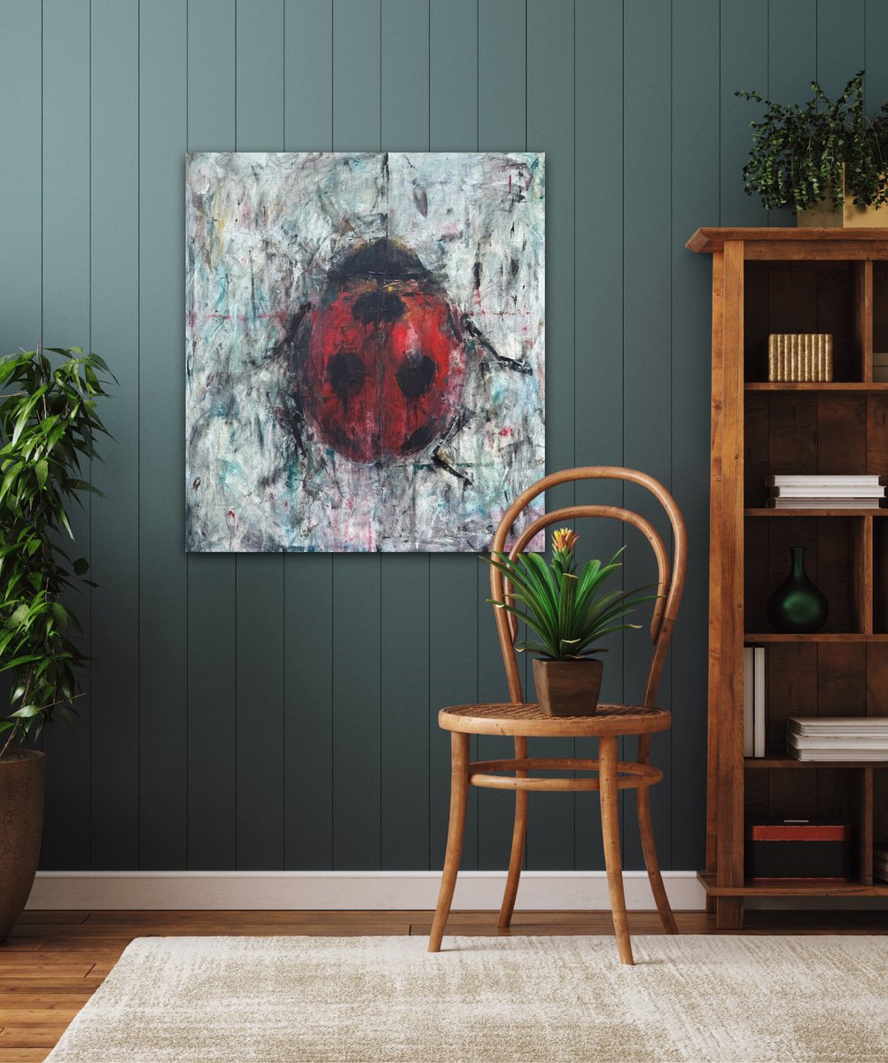 Expressive Abstract Acrylic Painting By Liubou Sas, 28 X 32", Servant Of The Virgin Mary, Original Artwork