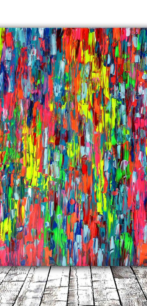 Colourful Large Abstract Painting Ready to Hang, Acrylics on Canvas Colourful Abstract Gypsy 3 by Soos Tiberiu