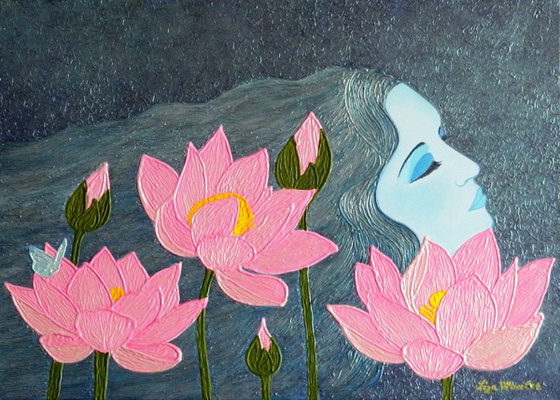 Magic Dreams - surreal lotus flower painting