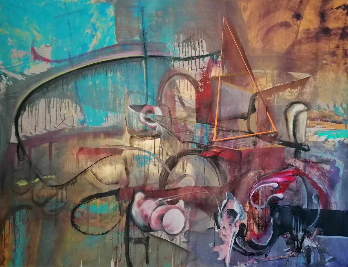 Surrealistic Abstract Acrylic Painting By Stefano Mazzolini, 81 X 63", Nikolaev, Original Artwork