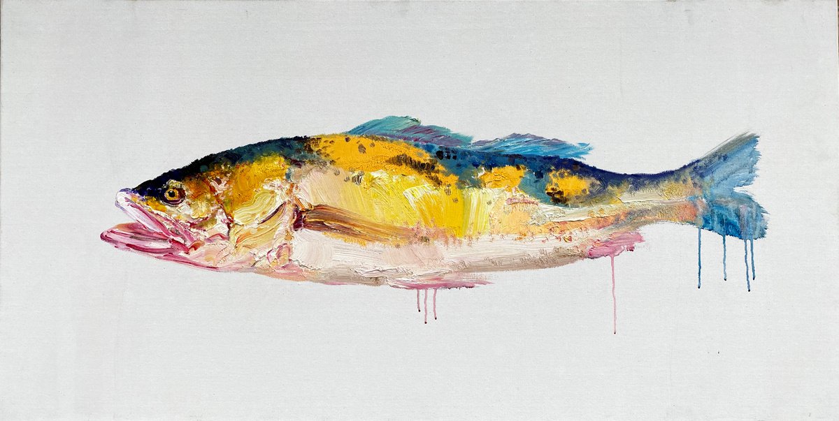 Expressive Oil Painting , Fish By Kunlong Wang, 47 X 24, Artwork For Sale On Artfinder