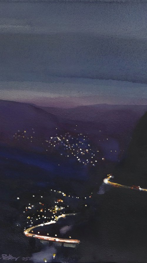 Night lights, moutain road by Prashant Prabhu