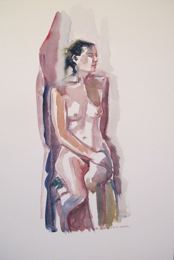 seated female nude