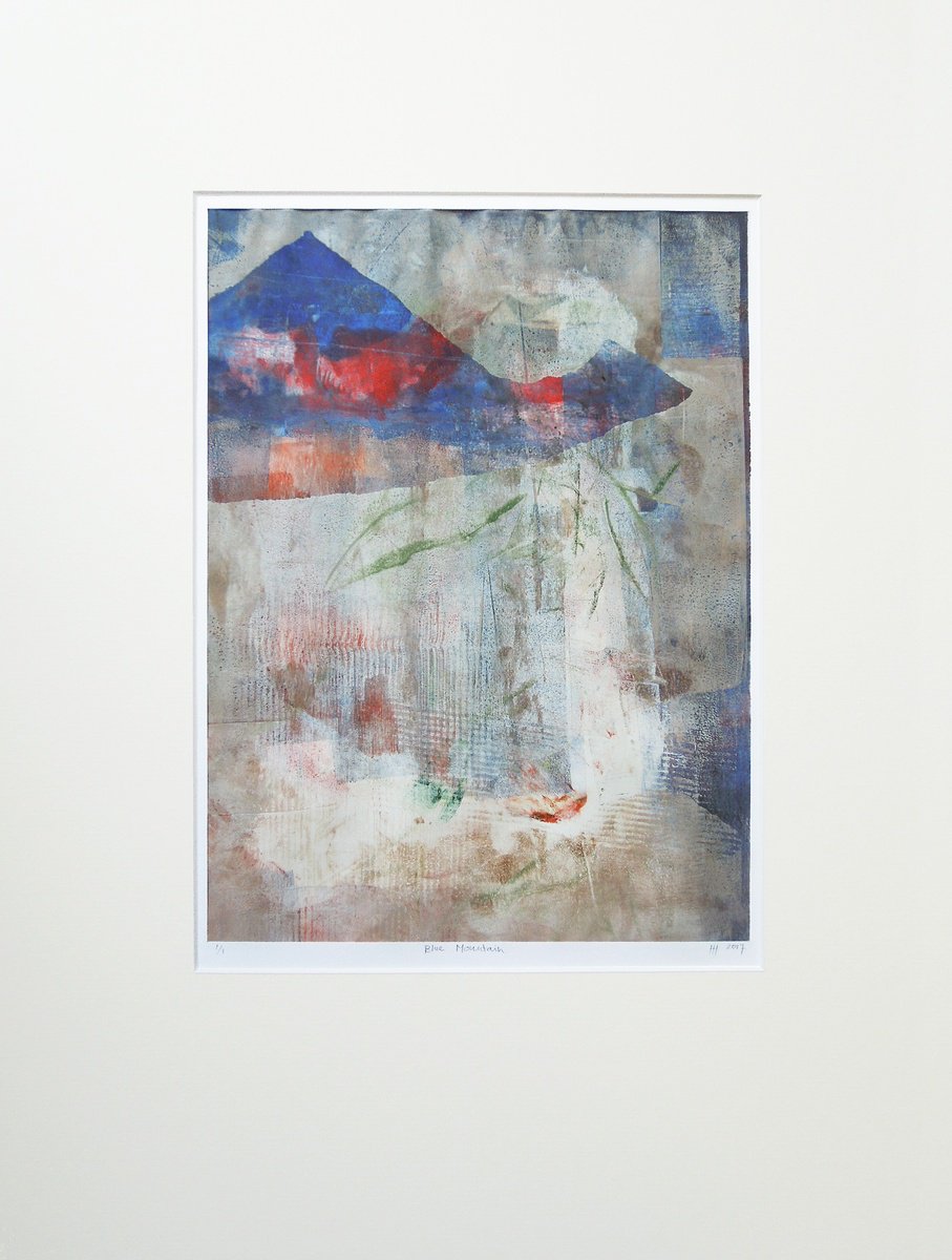 Abstract Landscape Limited Edition Print By Hilde Hoekstra, 17 X 24, Blue Mountain, Original Artwork