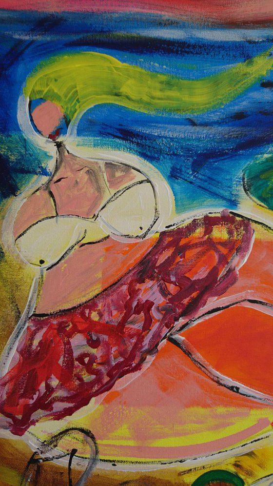 Sexy on the beach, Abstract painting on canvas, Ready to hang