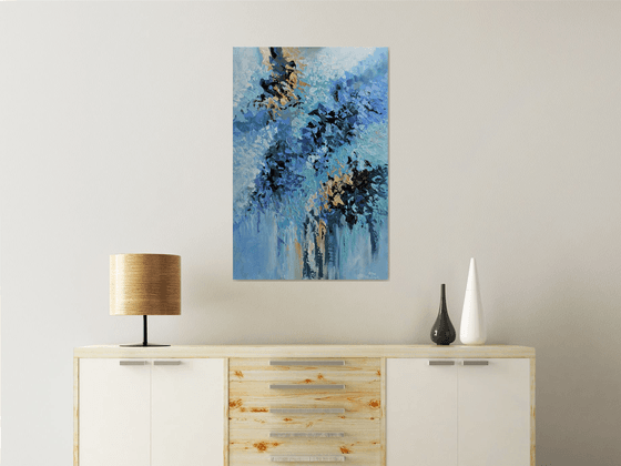 Blue Blossom 24"x36" - Acrylic abstract painting