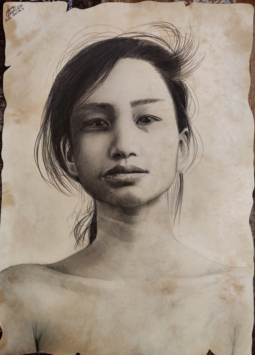 Photorealistic Portrait Pencil Drawing By Laura Muolo, 11 X 16", Naked Identity #3, Original Artwork