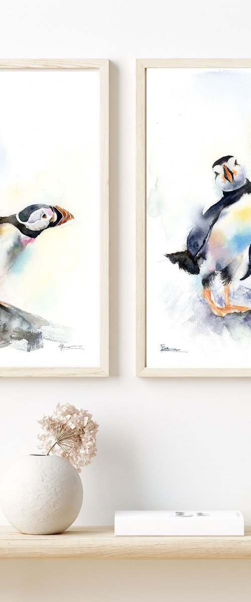 Puffin Diptych by Olga Tchefranov (Shefranov)