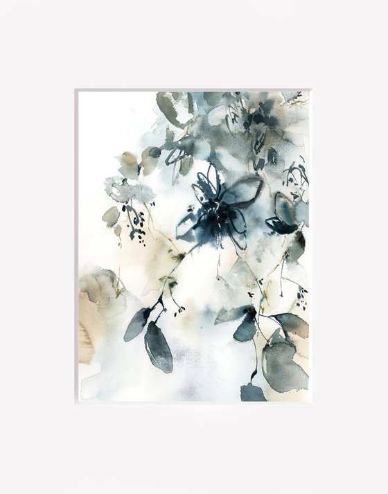 Abstract Botanical in Teal