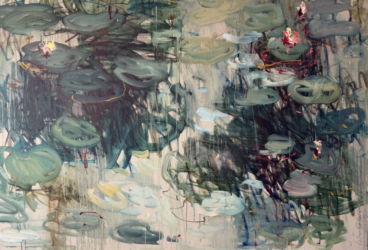 Expressive Oil Painting , Summer Pond. Reflections By Lilia Orlova-Holmes, 75 X 51, Artwork For Sale On Artfinder