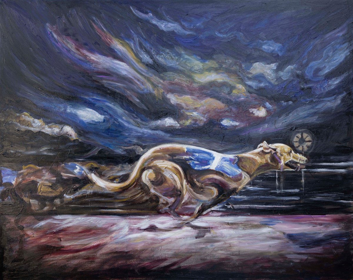 Illustrative Animal Oil Painting By Gandee Vasan, 56 X 44, The Winner, Original Artwork