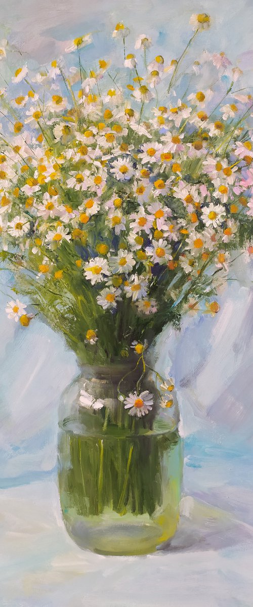 Daisies in a jar by Valentina Andrukhova