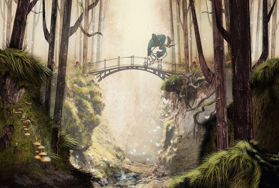 'Moose on a bike' illustration digital art, A3 42x29,7