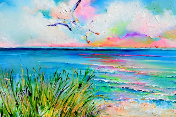 Boat and Seagulls on Seashore