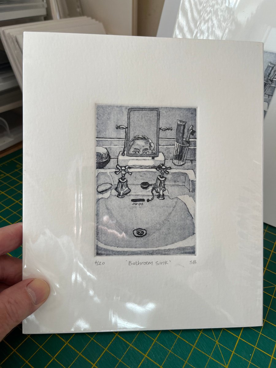 Portrait Etchings & Engravings By Stephen Brook, 7 X 9", Bathroom Sink., Original Artwork