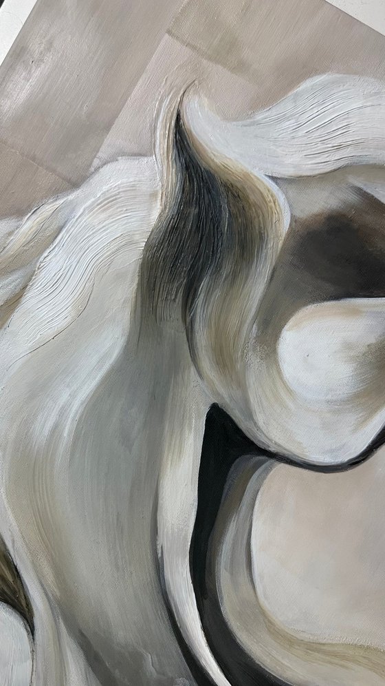 Grey and beige Abstract Textured Horse