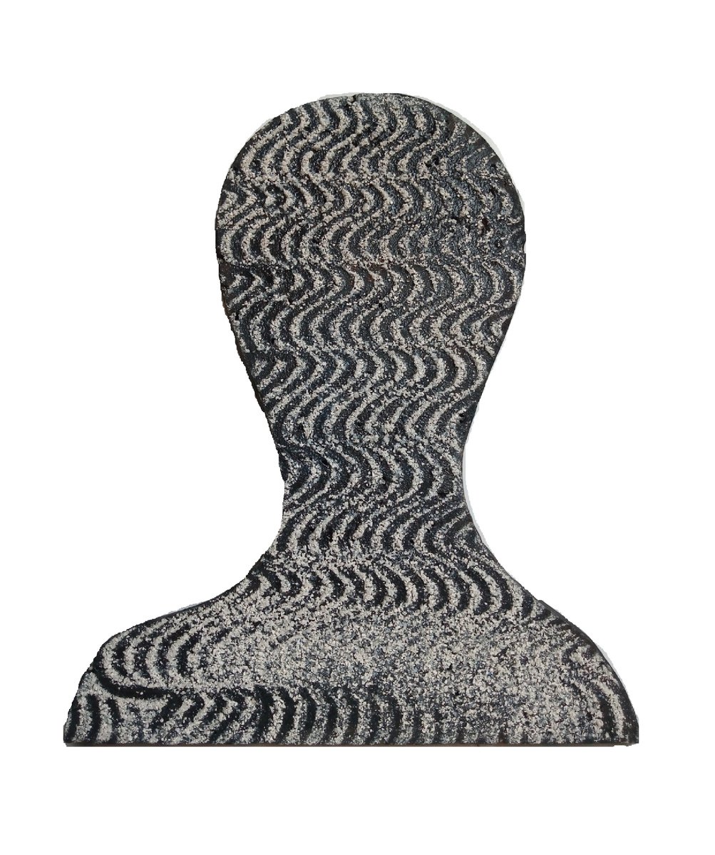 Graphic Portrait Relief By Rossitza Trendafilova, 8 X 9", "Silhouette Ii", Original Artwork