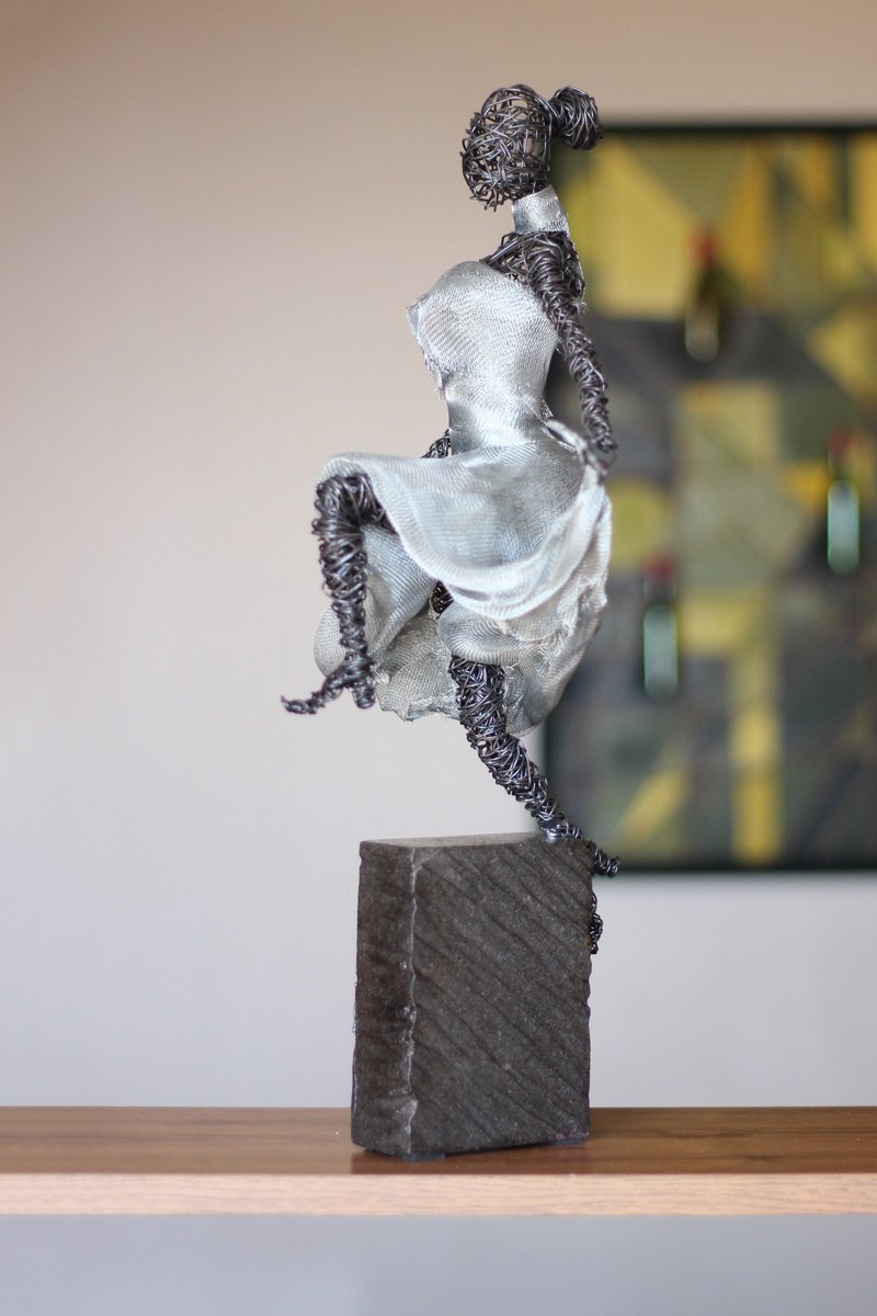 Expressive Portrait Sculpture By Karen Axikyan, 10 X 20", Invisible Climb, Original Artwork