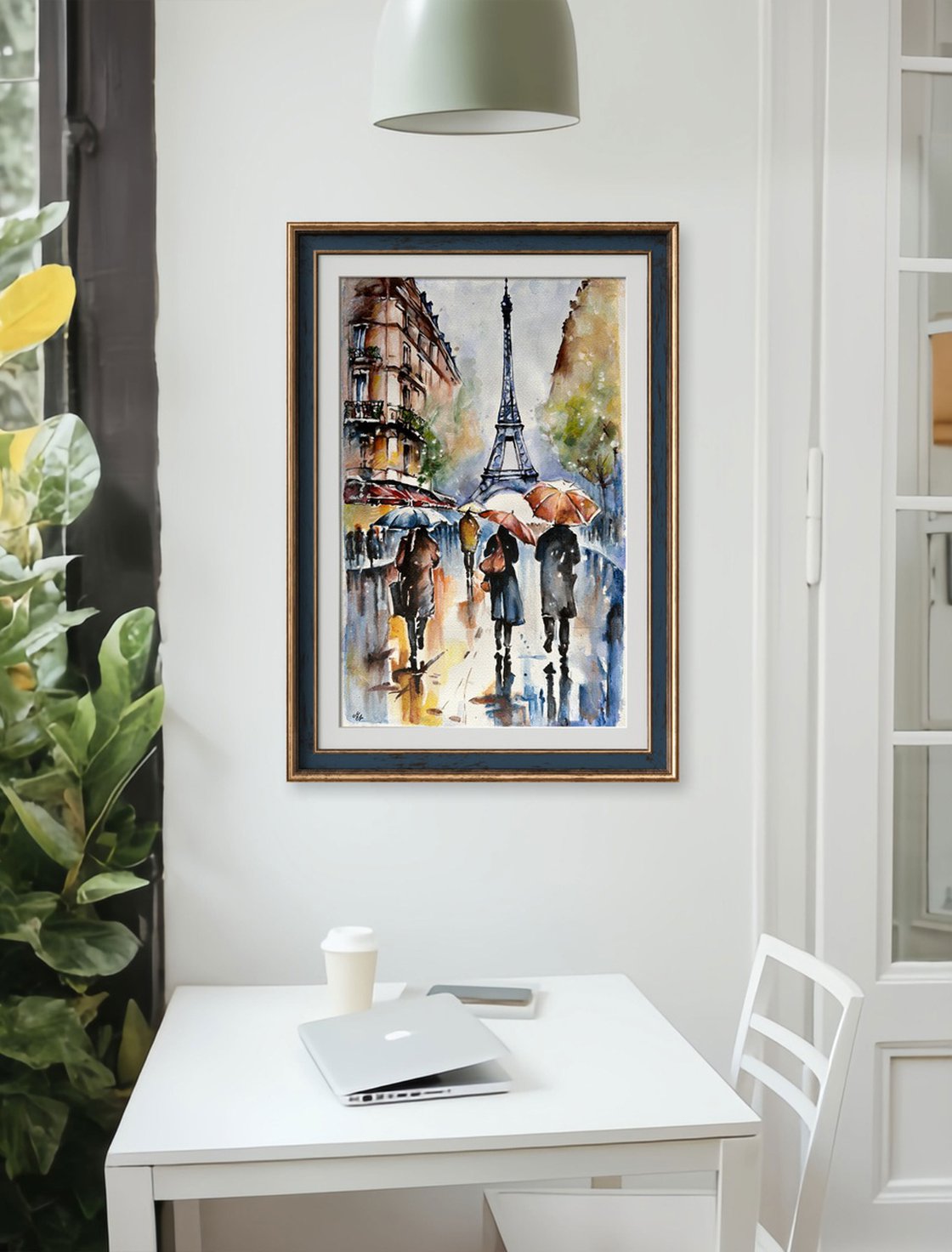 Paris Beneath Eiffel Tower Watercolour: Misty Lady - M