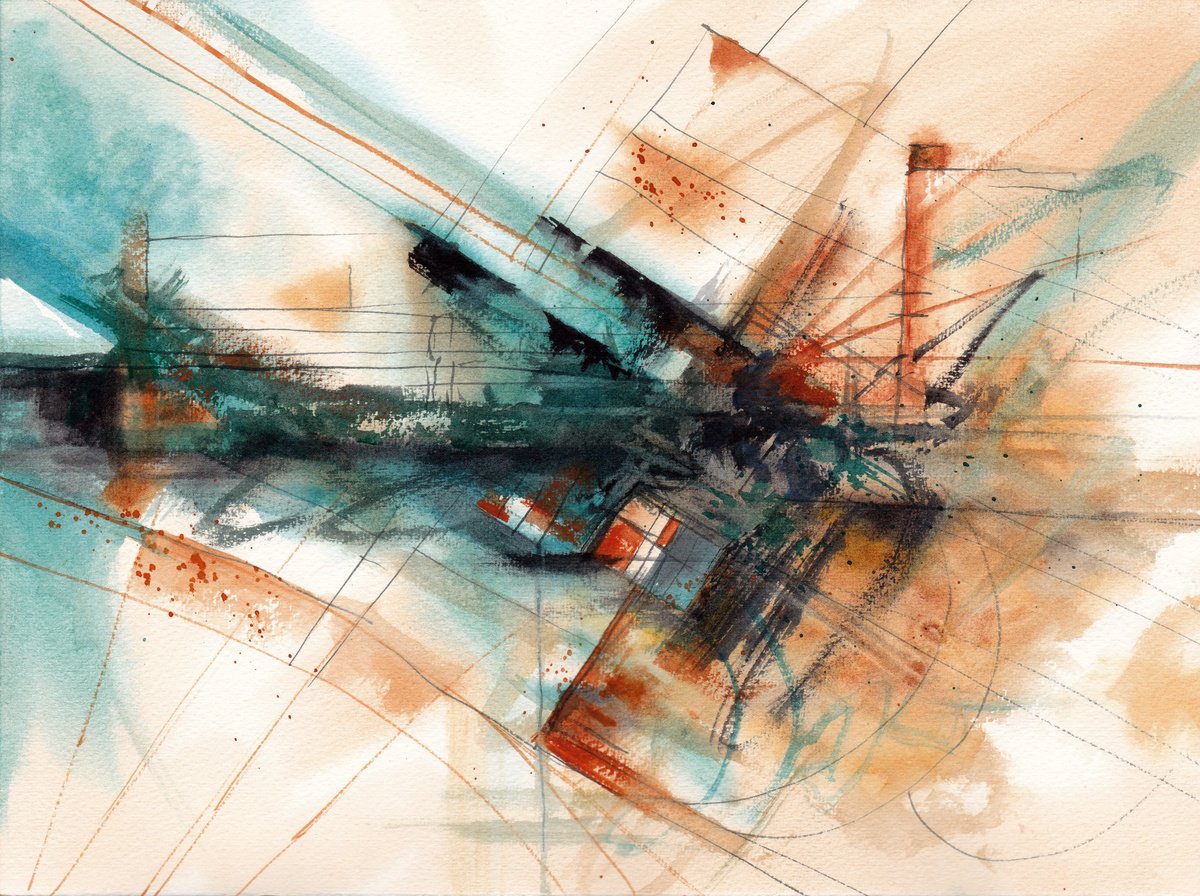 Organic Abstract Watercolour By Anisony Studios, 15 X 11, Between Here And There, Original Artwork