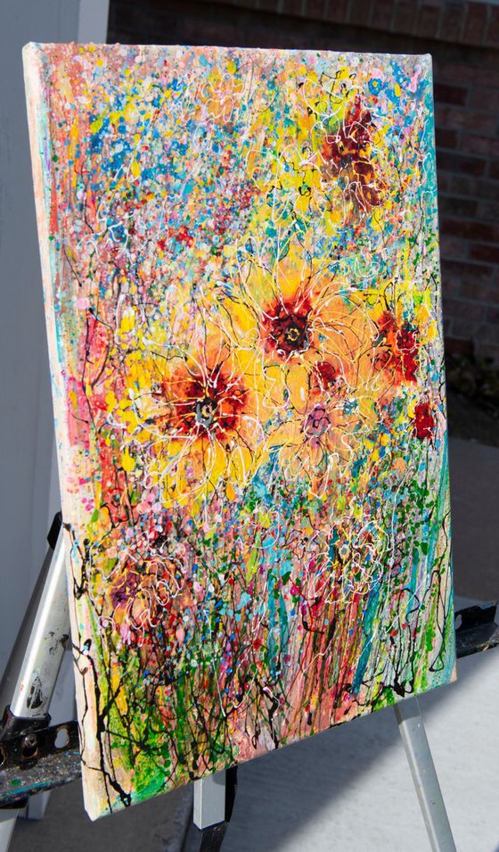 Tall Grass Splatter Floral Abstract  #3 by Olena Art