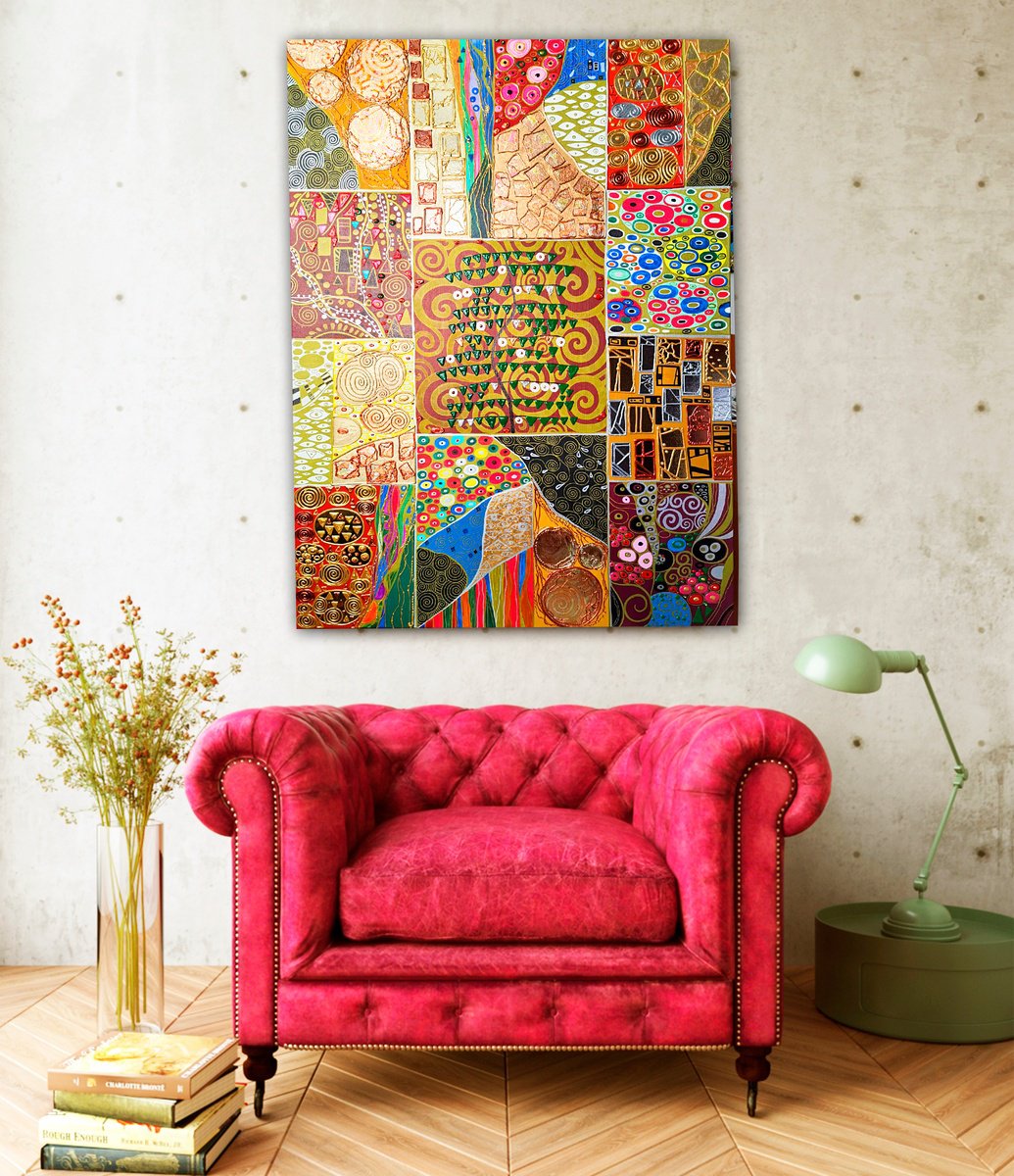 Large abstract painting. Klimt inspired large wall art by BAST