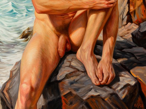 ROMANTIC MOOD (NUDE MAN ON THE BEACH)