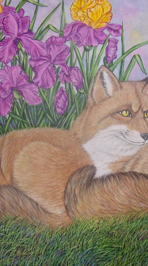 Foxes and Irises by Sofya Mikeworth