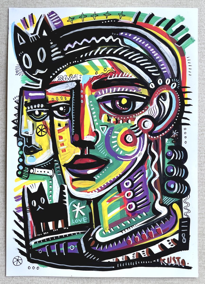 Impressionistic Ink Drawing , Black Cats, Good Luck By Daria Kusto, 8 X 11, Artwork For Sale On Artfinder