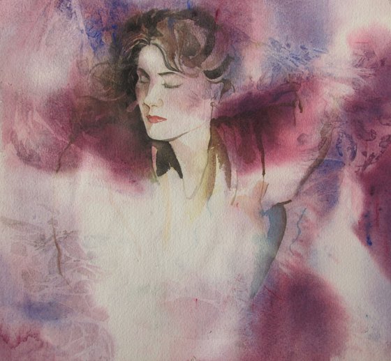 lady in pink watercolor