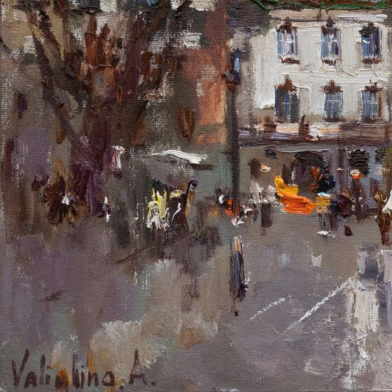 Lviv. Original oil painting evening city of Lviv, Ukraine, landscape painting