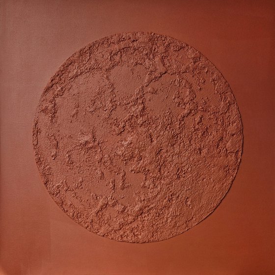 "Red Moon" Abstract moon high textured art
