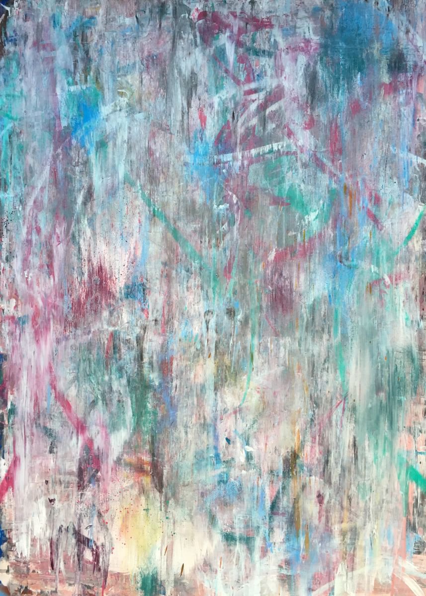 Abstract Painting By The Most Active, 26 X 37", Warm Silence, Original Artwork