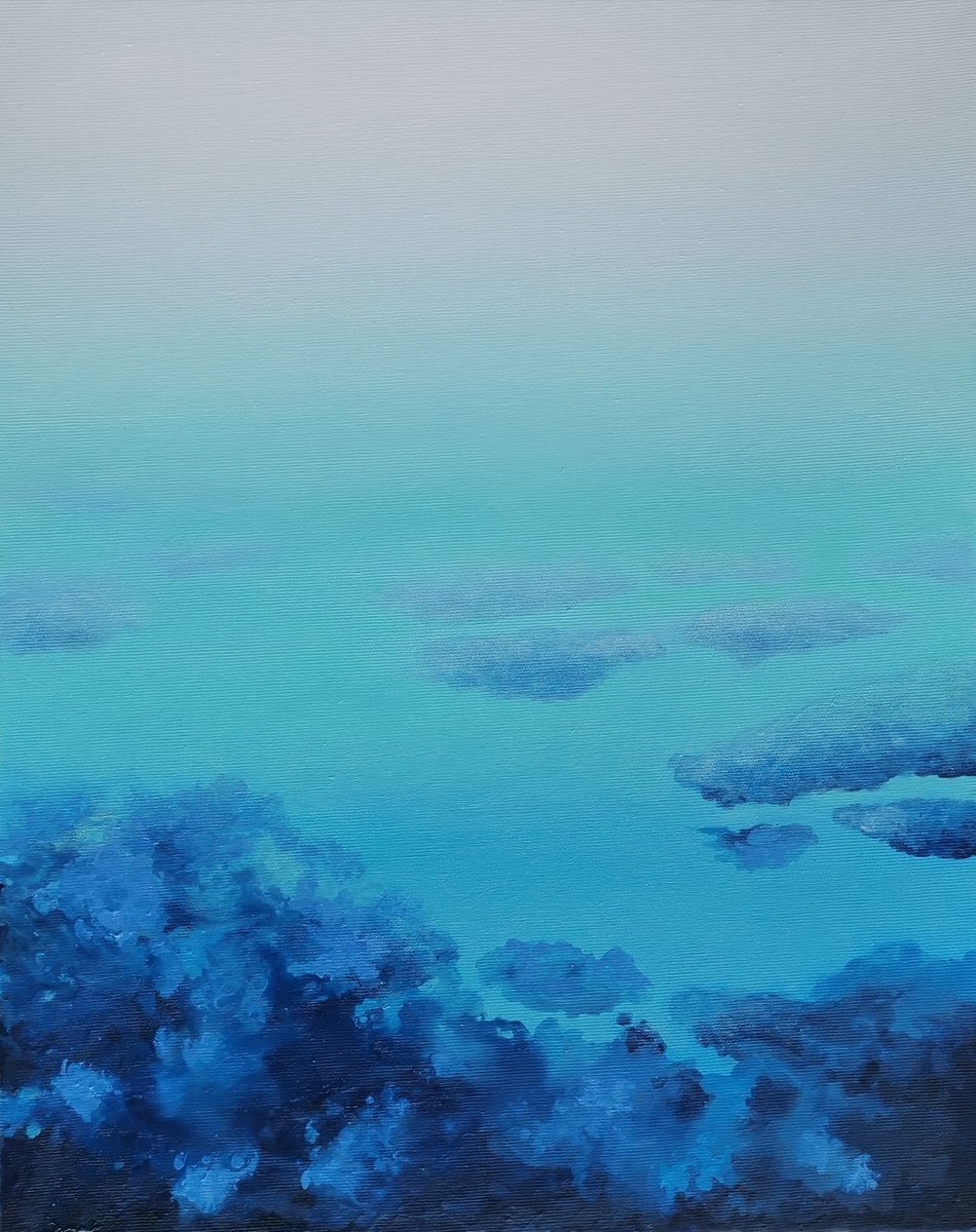 Impressionistic Landscape Oil Painting By Elena Mosurak, 16 X 20, Ocean / Majorca, Original Artwork